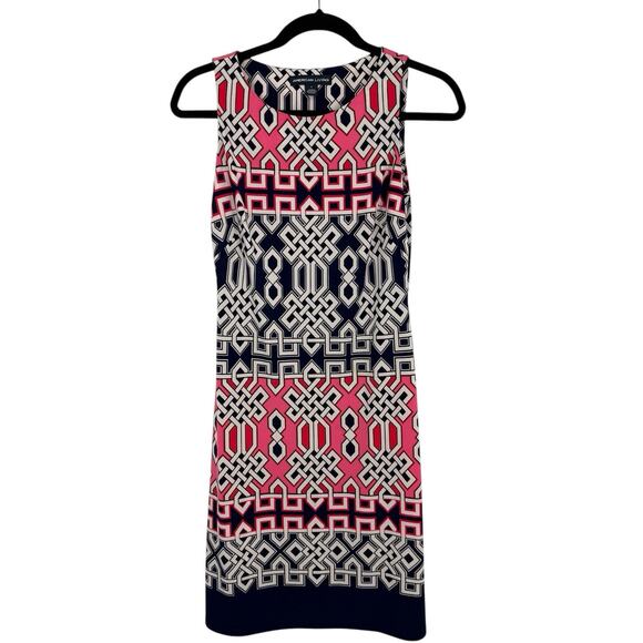 American Living Sleeveless Shift Dress Size 2 Slinky Knit Colorful Geometric - Picture 1 of 7
